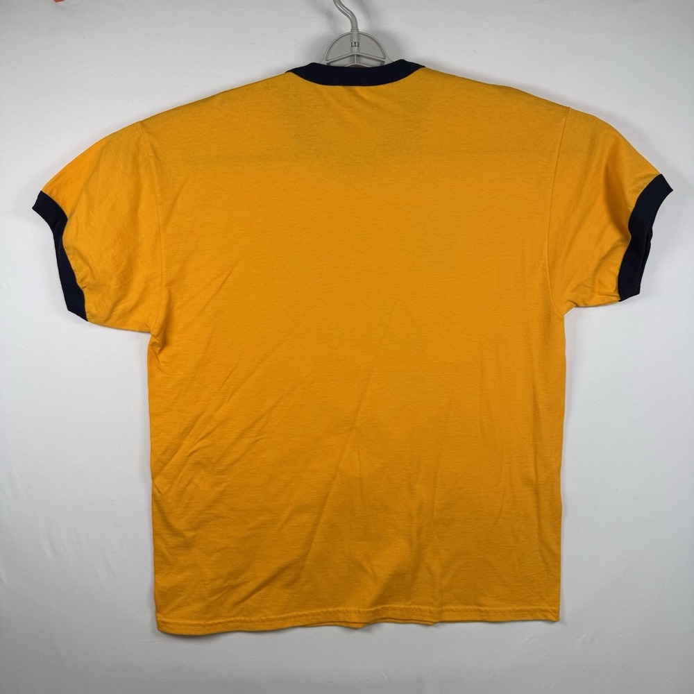 Yellow Rocky Mountain Oysters Sack Lunch Ringer T-shirt XL NWOT - Picture 5 of 5